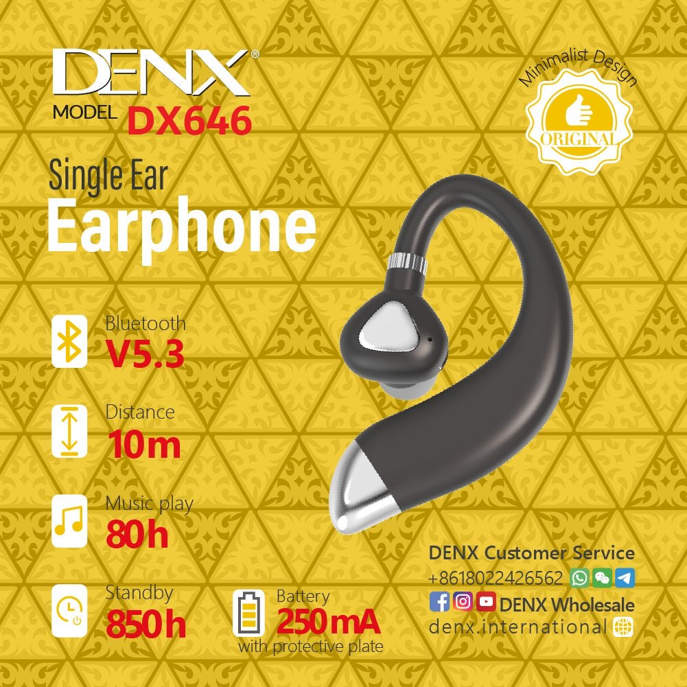 Denx Single Ear Earphone with Type-C Charging – 1 Year Warranty