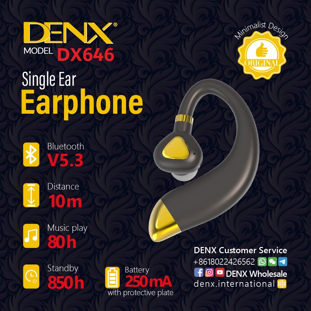 Denx Single Ear Earphone with Type-C Charging – 1 Year Warranty