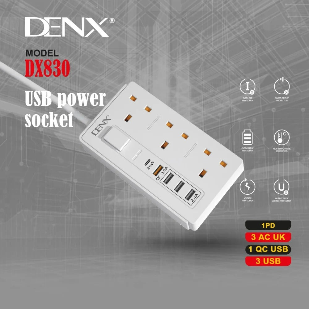 3 Meter Electrical Extension Cord with USB and Type C - ObjectsUAE - 
