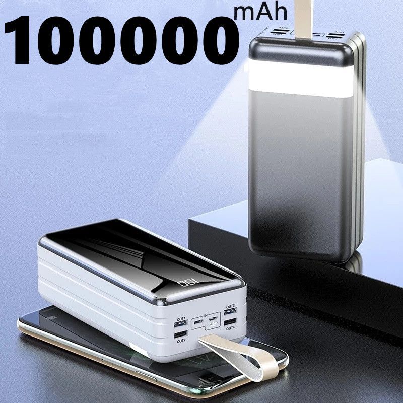 100,000mAh Power Bank with Built-In Cables