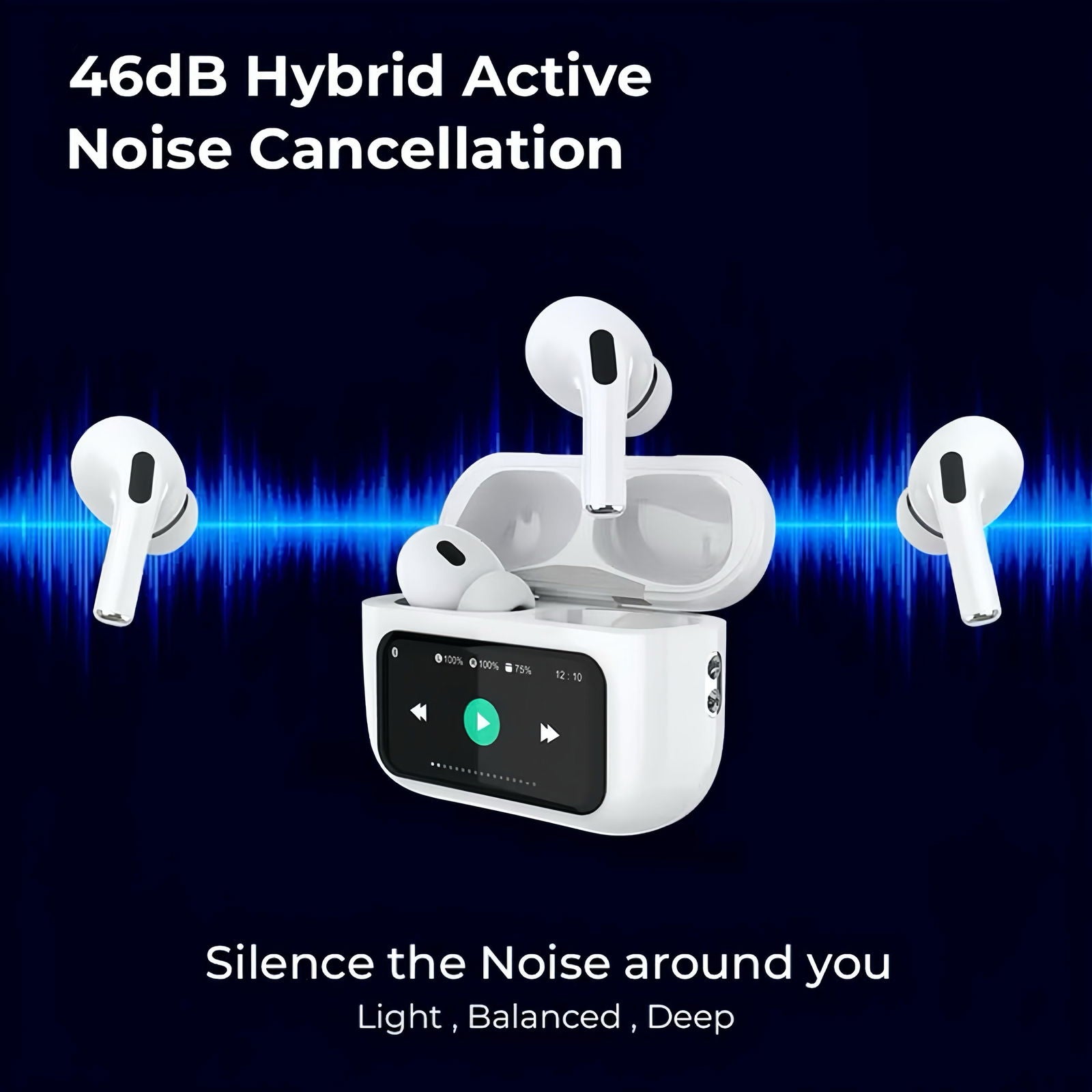 A9 Pro Earbuds with touch screen noise cancellation long battery life - ObjectsUAE - 