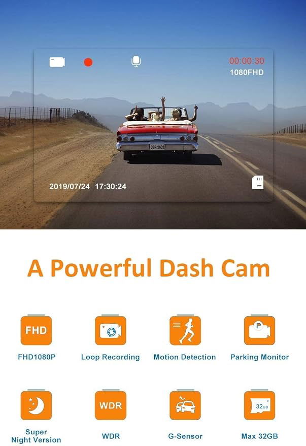 Car Dashcam with Night Vision Audio Recording - ObjectsUAE - 