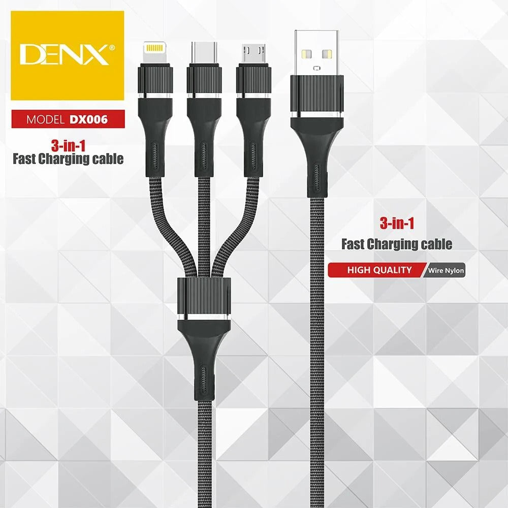 Denx 3 in 1 Fast Charging Cable - ObjectsUAE - 