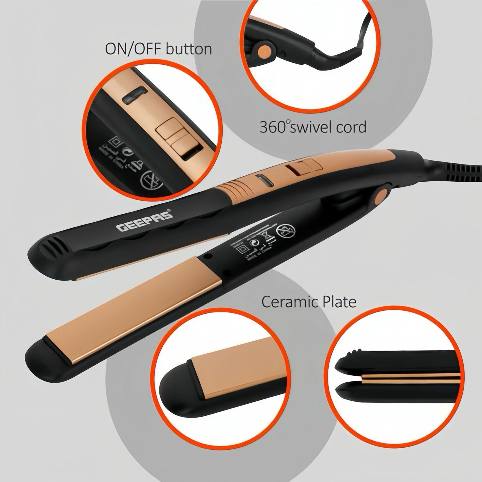 GEEPAS CERAMIC HAIR STRAIGHTNER - ObjectsUAE - 