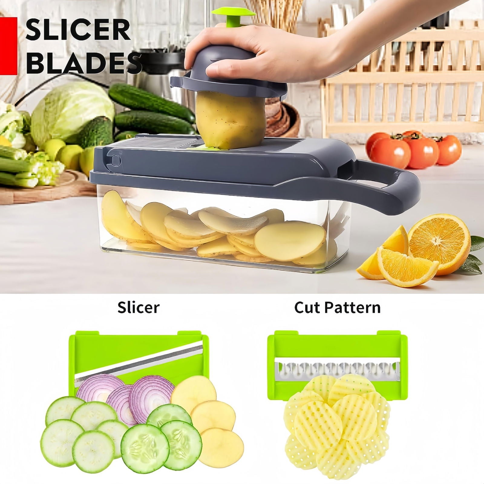 Vegetable Chopper with 10+ blades for all uses - ObjectsUAE - 